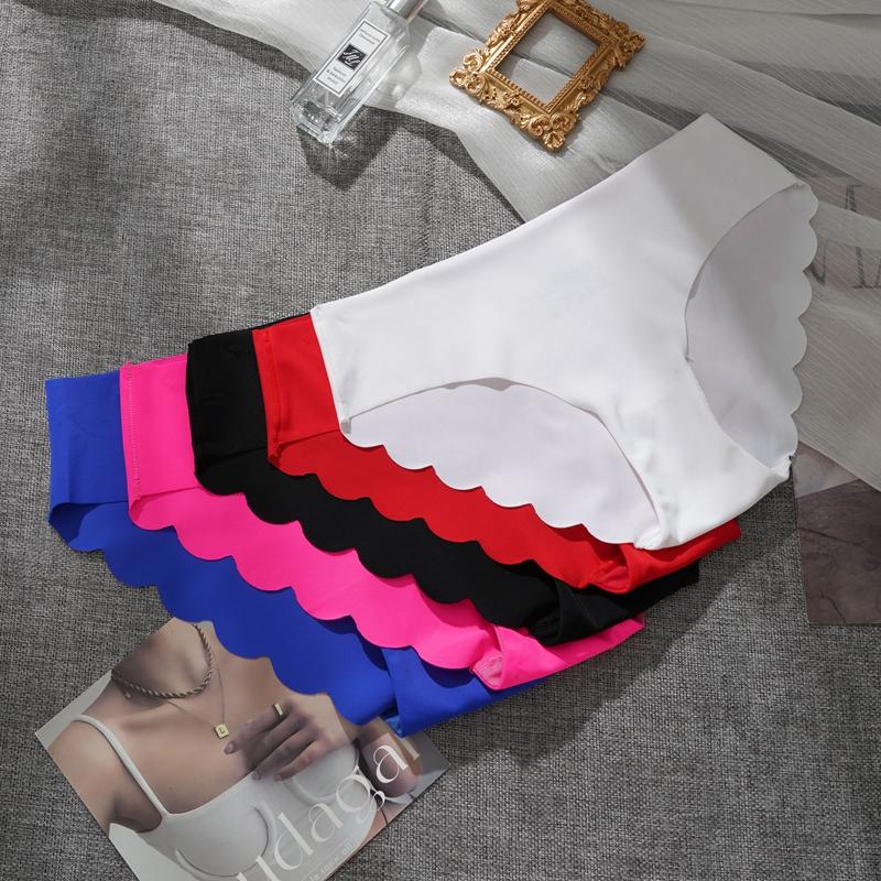 Dámské jednobarevné bezešvé kalhotky Ledové hedvábí Kalhotky Tenké spodní prádlo Pohodlné intimní prádlo Lingerie Sexy kalhotky s nízkým pasem Plus size S-XXL