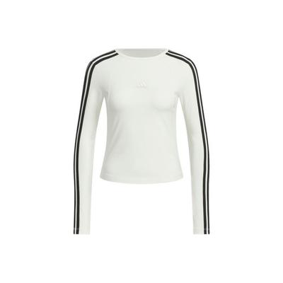 Breathable Striped Casual Long-sleeve T-shirt for Women, White