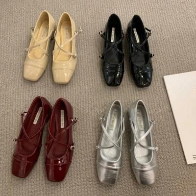 Mary Jane Schuhe für Damen 2024 Retro Mittelhoher Absatz Damen Einzelschuhe Weiche und bequeme rote Ballettschuhe Zapatos De Mujer