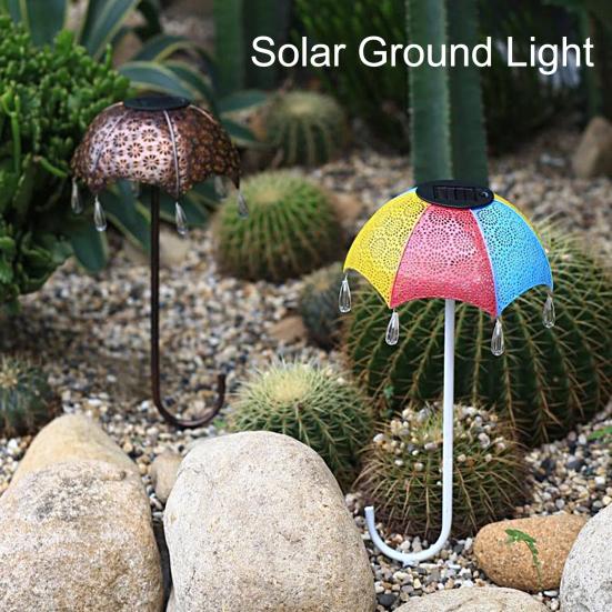 Solar Light Creative Realistic Looking Shape High Waterproof Brightness Easy Installation Decorative Iron Umbrella Style