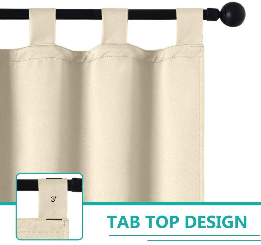 Beige Polyester Novelty 50 in. W x 96 in. L Thermal Tie Top Outdoor Blackout Curtain