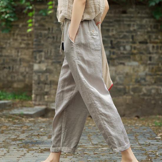 

Lady Slacks Модный эластичный пояс Тонкие женские брюки Ретро Свободные хлопчатобумажные льняные повседневные брюки Lady Slacks Уличная одежда