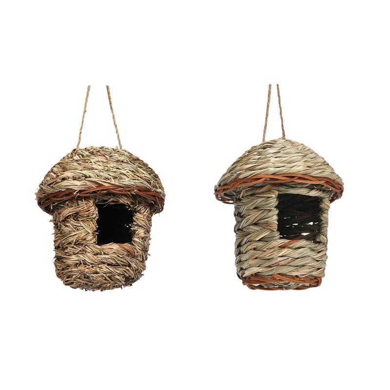 T02C!Hand-Woven Straw Bird Nest, Outdoor Garden Hanging Hatch Breeding House Bird Nest Garden Outdoor