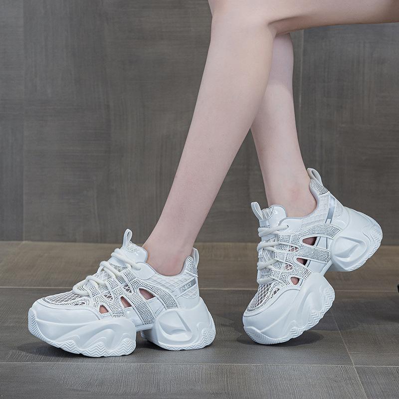 Rhinestone gypsy sports platform dad shoes women's summer new fashion mesh breathability increases