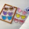 Heart Shape Sunglasses with Pearls and Jimmies Fashion Cute Gradient Multi-color Decor Shades Trendy Original Sun Glasses