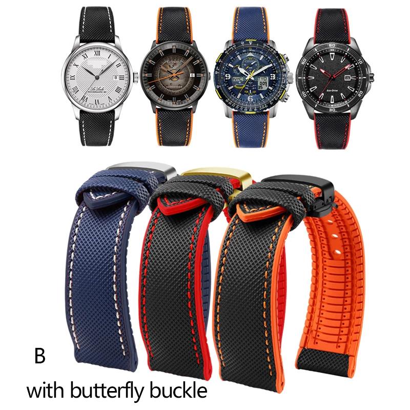 Nylon Silicone Bottom Watch Band Strap for Seiko PROSPEX Series Canvas Rubber Waterproof Outdoor Sports Watchband 20mm 21mm 22mm