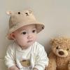 Solid Color Baby Bucket Hat Cotton Boys Girls Sunhat Cute Baby Bear Hat  Toddler