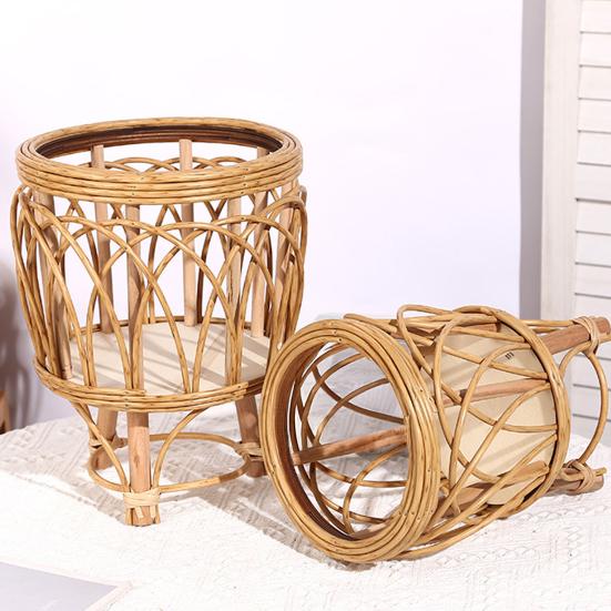 Floor Flower Stand, Heavy Pots Stable Rattan Basket, Smooth Surface Flower Stand for Indoor Outdoor Balcony
