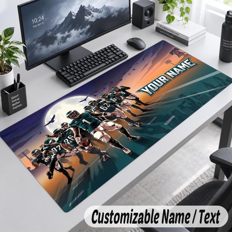 Philadelphia Eagles Personalized Large Mouse Pad Custom Name Text Extended Desk Mat Gaming Mousepad
