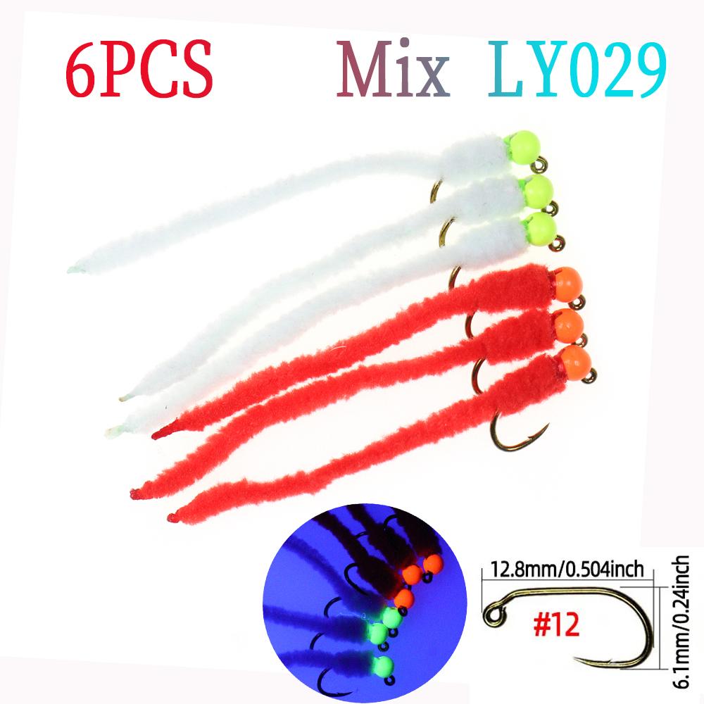

6шт вольфрамовая головка бусины Squirmy Worm Jig Hook быстро тонущий мокрая мушка San Juan Worm Euro Nymphs форель рыболовная приманка приманка