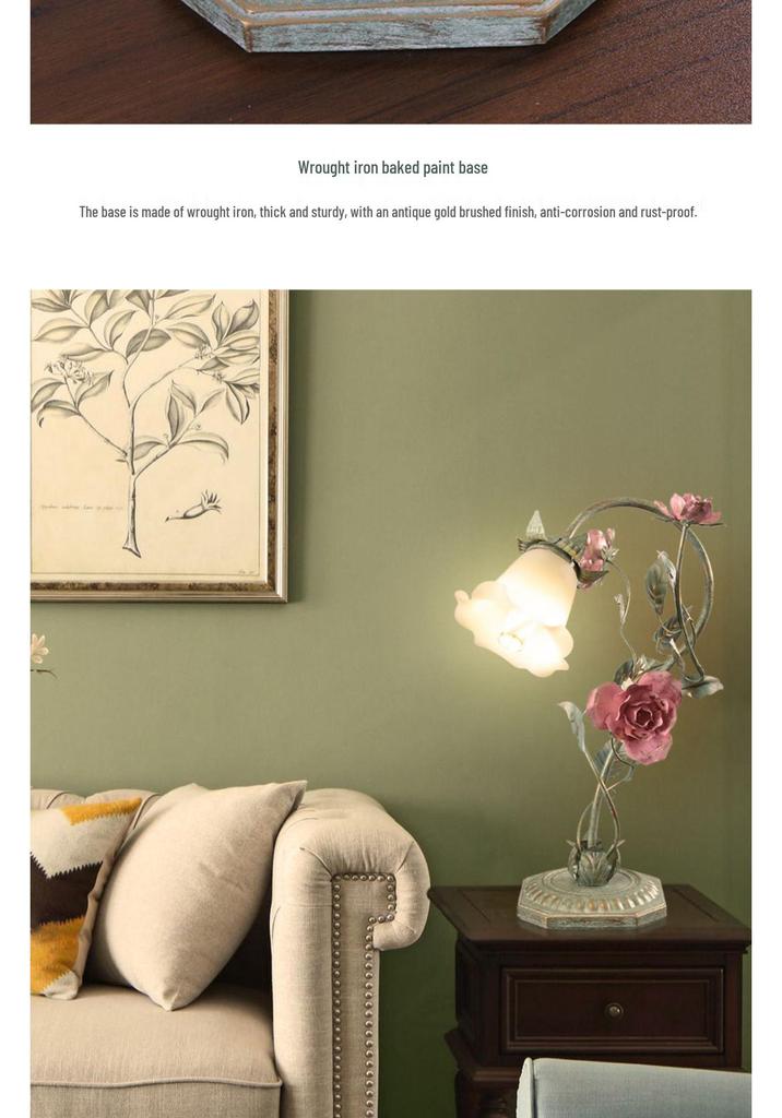 Romantic Floral Bedside Lamp: Perfect for Weddings & Bedrooms