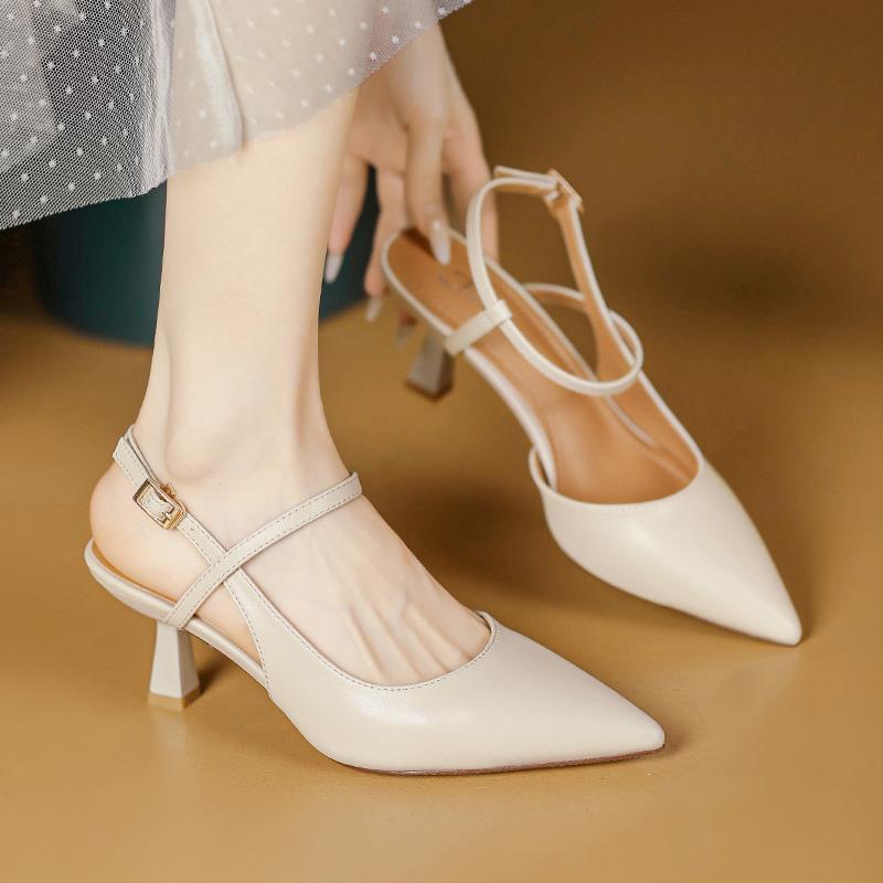 French Pointed Head Bag Head Shallow Mouth Single Shoes 2025 New Summer Thin Heel with Sandals Temperament High Heels Women