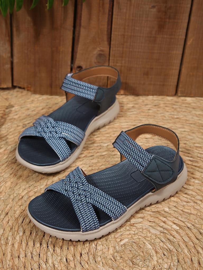 Summer New Product Velcro Open Toe Thick Soled Sandals for Women, Lightweight and Sporty Style, Plus Size Beach Sandals