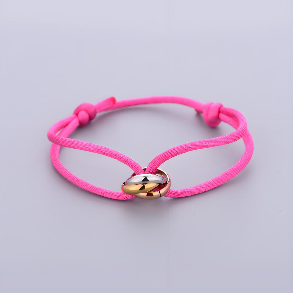 Trinity Bracelet Stainless Steel Circle Women's Bracelet Different Colors of Rope Classic Popular Tricolor GradientJewelry
