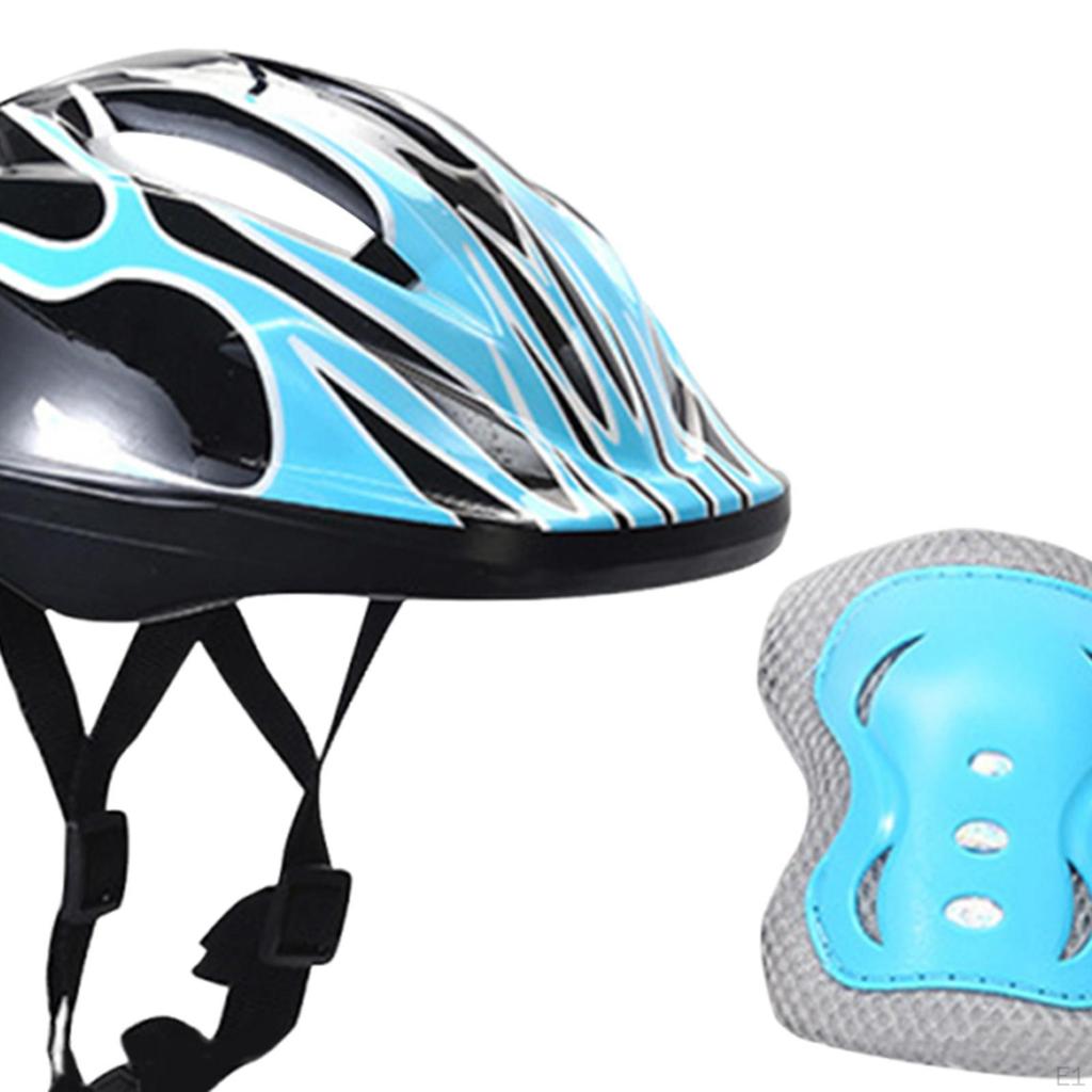 Kids Bike Helmet with Knee Elbow Wrist Pads, Shock Absorbing Comfortable Roller Skating for