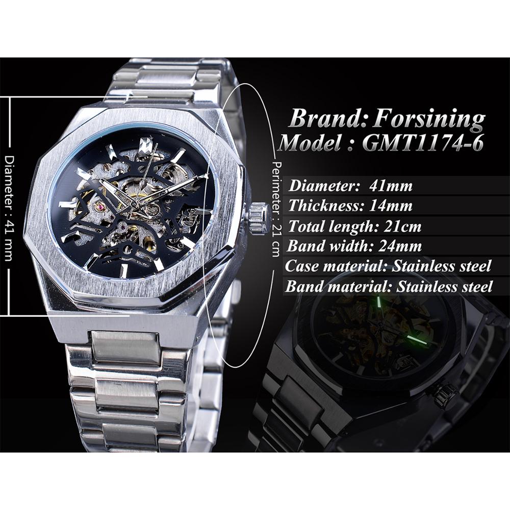 Forsining Fashion Steampunk Luxury Black Dial Mens Automatic Mechanical Watch Waterproof Skeleton Design Relogio Wristwatches