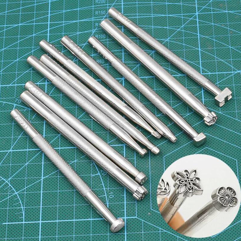 Lederstempel Druckwerkzeugsatz Legierungsstempel Schlagstempelset Schnitzen Sattelherstellungswerkzeuge für Lederhandwerk DIY Kunstwerk