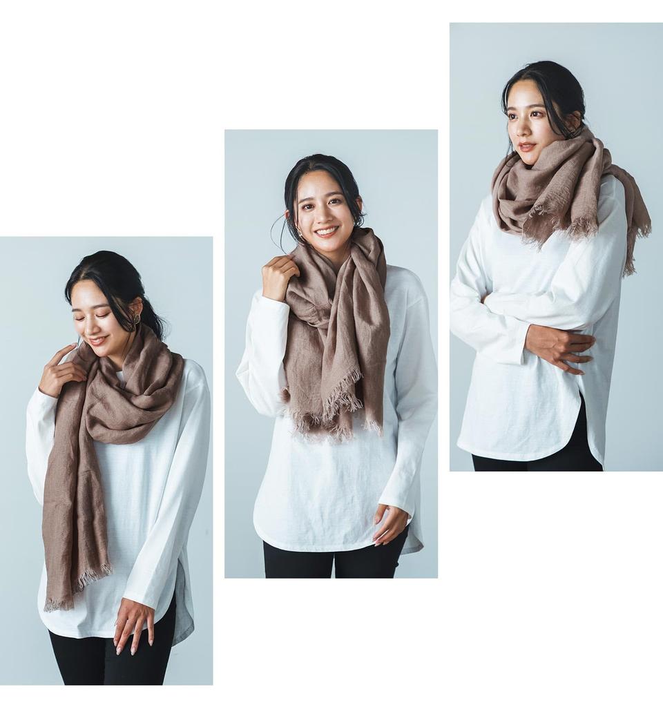 Large Linen Stole for UV Hemp [Filomo] Women, Protection, (Kinari)