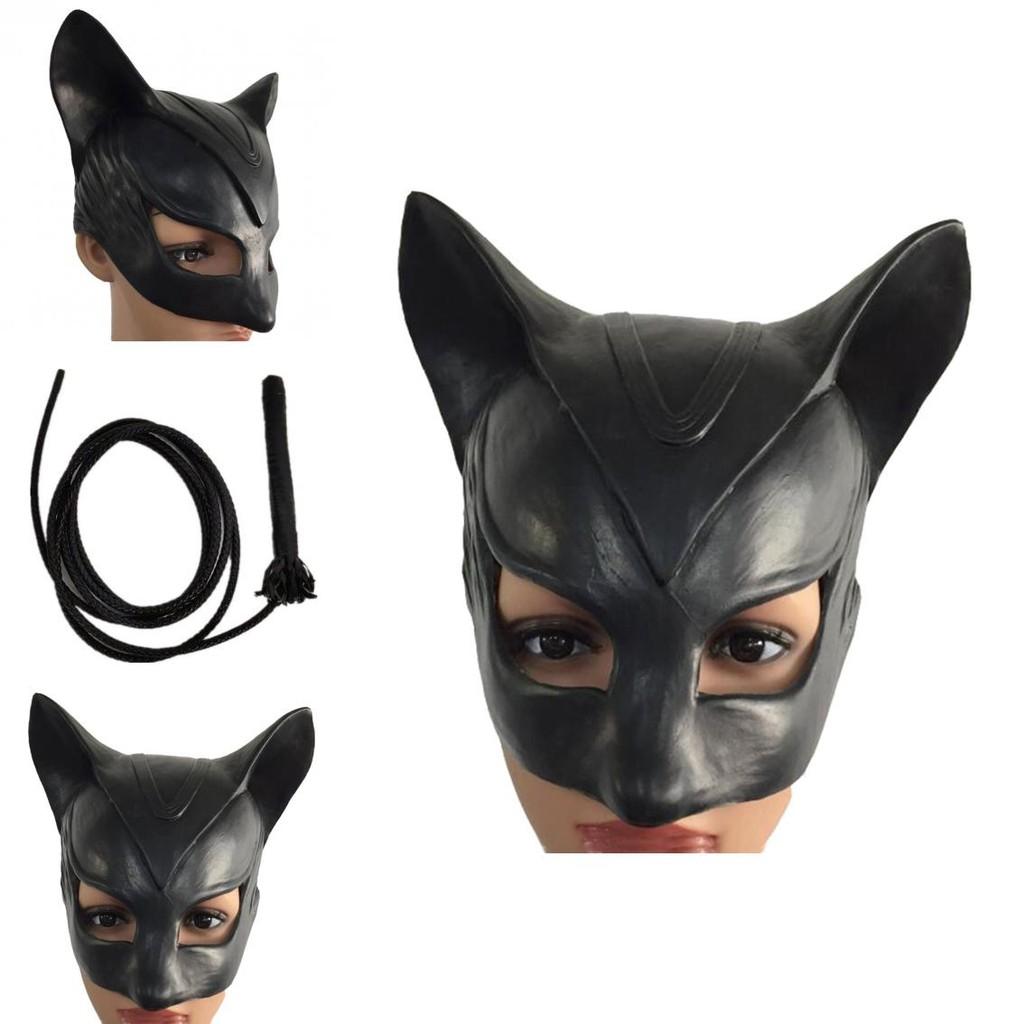 Black Cat Woman Mask And Whip Set For Halloween Costume Party Fun And Role Play