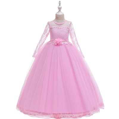 Elegant Mesh Long Sleeve Lace Strapless Princess Wedding Dress