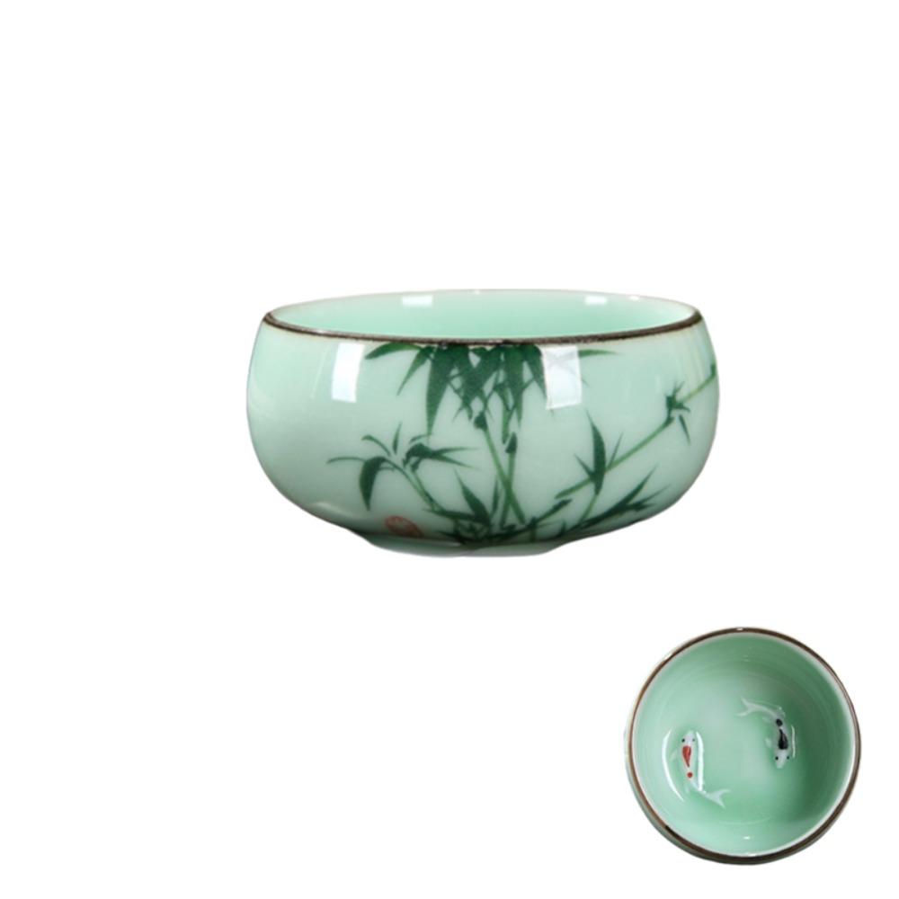 Hand-painted Landscape Pattern Kung Fu Tea Cup Vintage Tea Bowl Creative Master Cup Handicrafts Bamboo