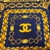Used Scarf Navy Gold Chain Pattern Silk