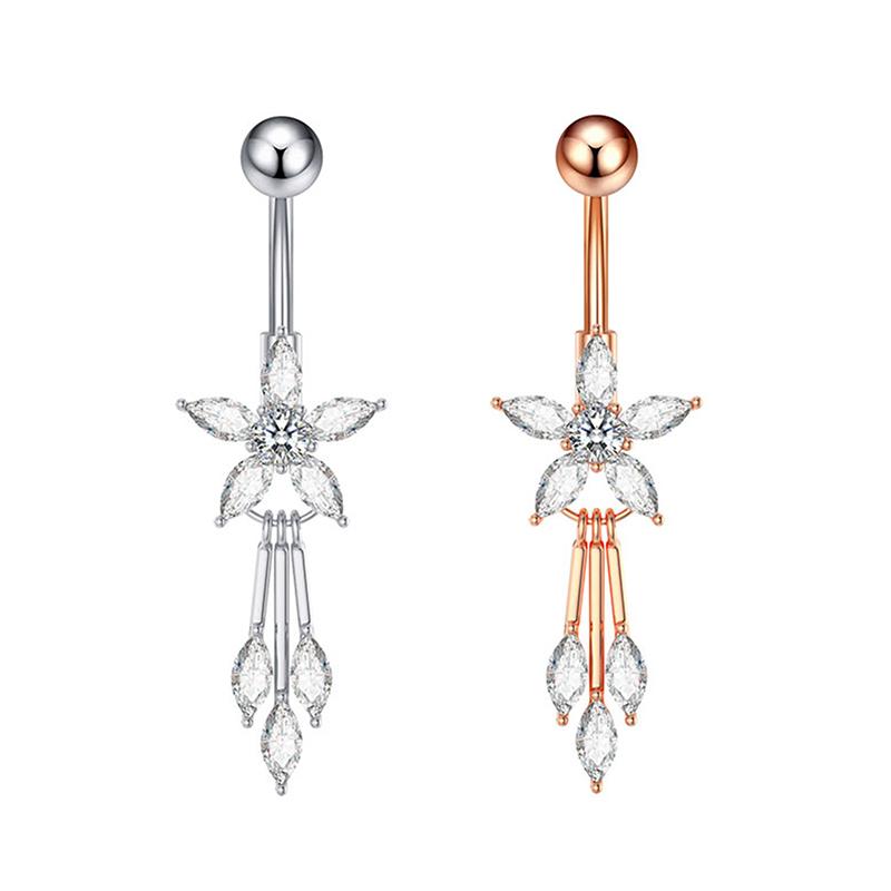 Stainless Steel Belly Ring Flower Navel Belly Button Rings Butterfly Navel Ring Navel Piercings Body Jewelry