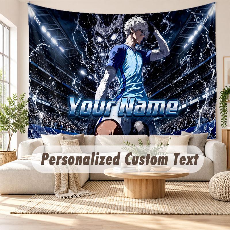Custom Name Wall Hanging Tapestry,Blue Lock Decorative Backdrop Tapestry For Dorm Home