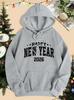 2026 Happy New Year Print Hoodie: Women's Loose-Fit Autumn/Winter Y2K Streetwear