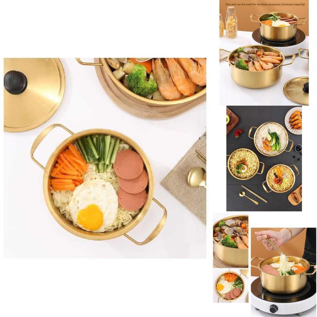 Ramen-Topf mit Deckel und Doppelgriffen aus Edelstahl für die Heimküche