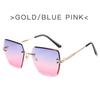 Fashion Shading Sunglasses Women Rimless UV400 Vintage Ladies Stylish Design Oversized Square Ocean Lens Sunglasses for Women