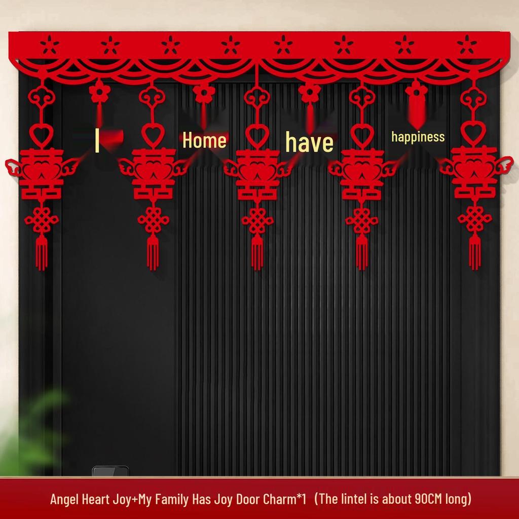 Wedding Room Décor Set: Double Happiness Door Stickers & Curtain Ornaments