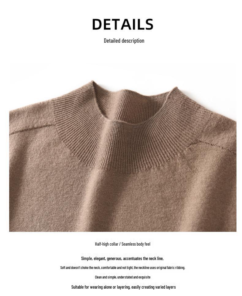 Women's 100% Pure Wool Seamless Knit Sweater, Machine Washable, Round Neck Spring Top