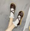 2025 Spring Autumn High Quality Women Lolita Shoes Fashion Round Toe Medium Heel Bow Knot One-Word Buckle Ladies Mary Jane Shoes