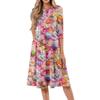 Women's Loose Casual And Fashionable Round Neck Seven Quarter Sleeved Printed Mid Length Dress