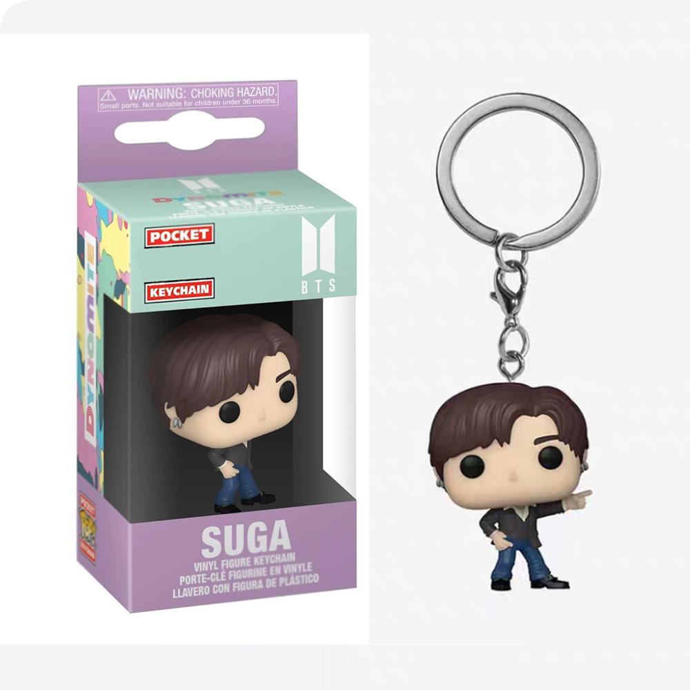 Funko POP Neuer Schlüsselanhänger Spielzeug Herren Team JUNG KOOK JIMIN Jin V J-HOPE Pocket Pop Schlüsselanhänger Vinyl Actionfigur Sammelspielzeug