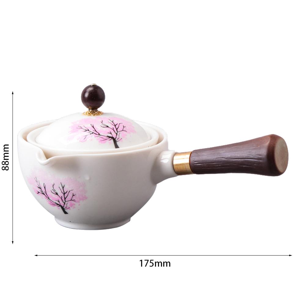 Chinese Gong Fu Tea Set Portable 360 Rotation Teapot Ceramic Tea Maker Infuser Semi-Automatic Teaware for Home Office Travel