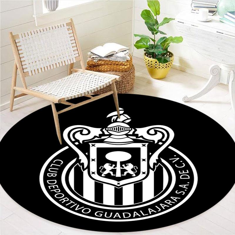 Club Deportivo Guadalajara Round Area Rug,Carpet Rug for Living Room Bedroom Sofa Playroom Decor,Non-slip Floor Mat