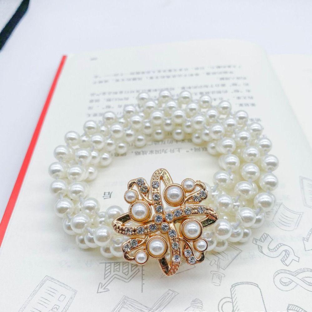 Elegant Pearl Waist Belt Elastic Waist Chain New Elastic Belt  for Women