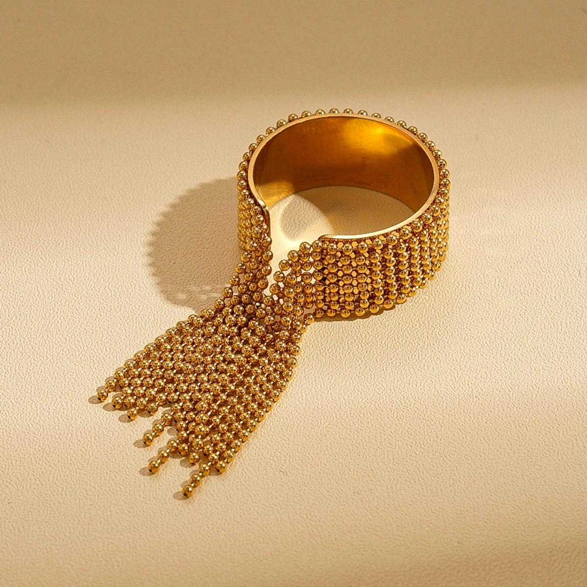 Runde Perlen aus Edelstahl Quastenringe Für Männer Frauen Offen Anti-Allergisch Spleißfarben Ringe Wasserdicht Luxuriöser Schmuck brown