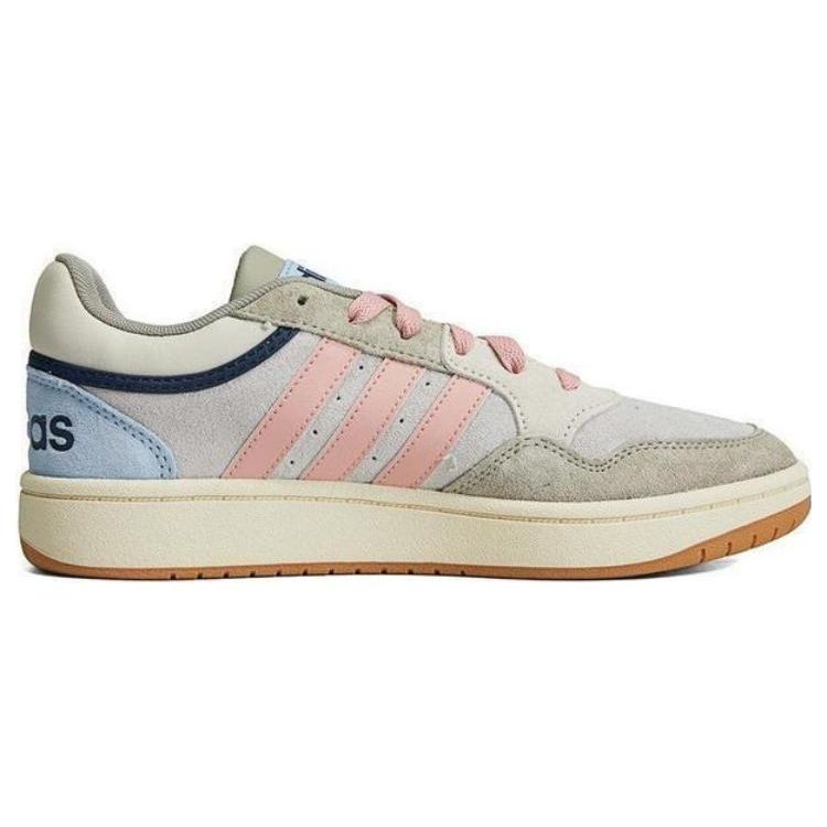 Adidas Neo Hoops 3.0 Leather Non-Slip Durable Low-Top Skate Shoes Women Sneakers Gray Pink Blue HP6901