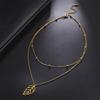 Cazador Leaf Pendant Double Chain Necklaces for Women Fashion Stainless Steel Necklaces Jewelry 2026 Birthday Gift New Wholesale