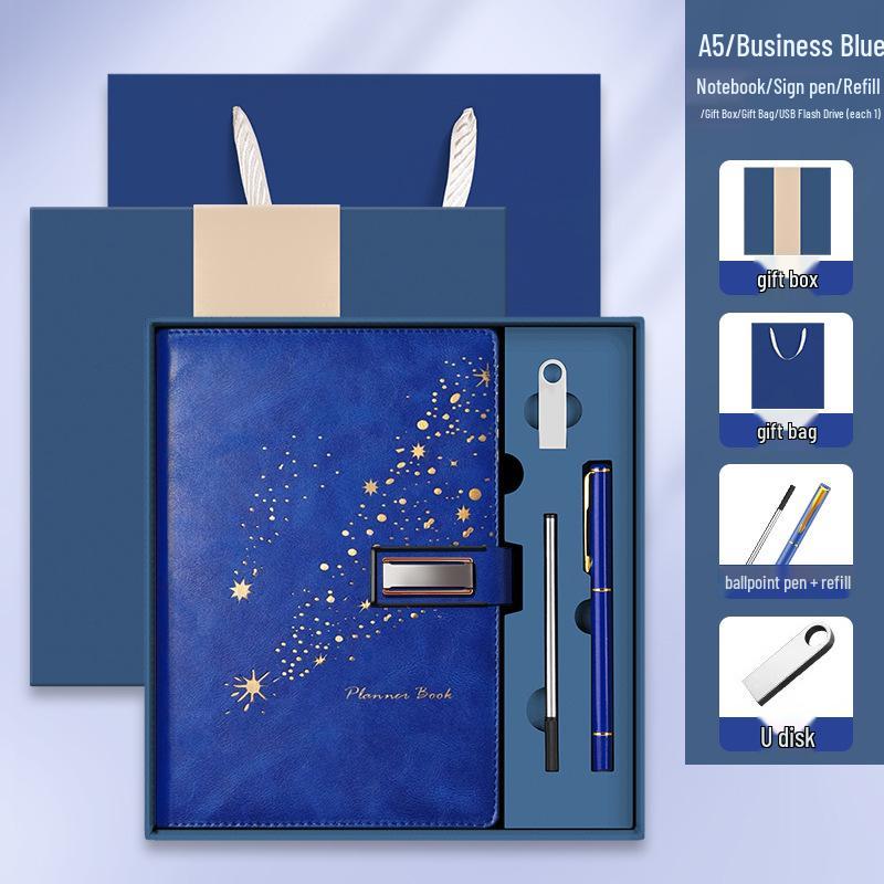 Set de regalo de cuaderno Star Double Line 2026: Libro de registro de reuniones de negocios y oficina de mayor grosor