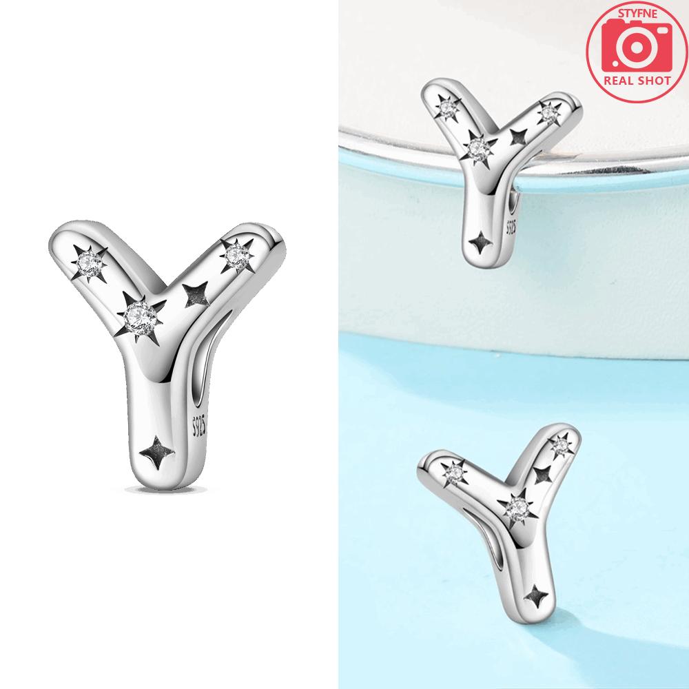 Letter Pendant Love White Zircon Stars Original Copper English Letters Beads Fit Bracelet Accessory Jewelry Gift Women Diy