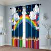 2pcs   Minimalist Curtains Happy Back to School Machine Washable Polyester (without rod) Room Decor Perfect for Living Room