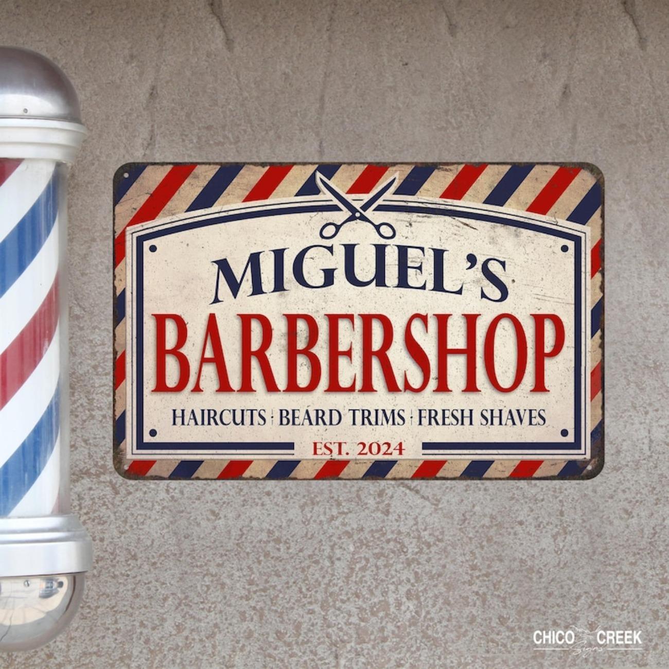 Personalized Barber Shop Metal Sign Wall Decor Custom Tin Plate Art белый