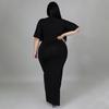 Maxikleid für Übergrößen mit Wickelausschnitt, Gürtel und Schlitz