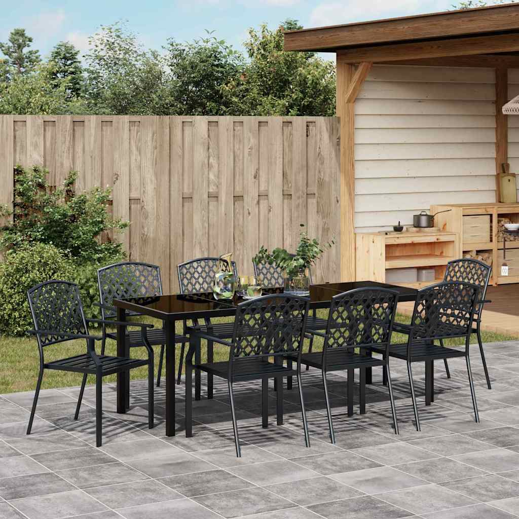 Garden Dining Set 9 pcs Anthracite Powder Coated Steel