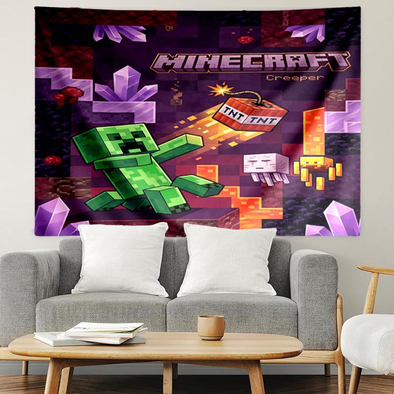 Minecraft1 (2) Print Tapestry, Lightweight Wall Hanging, for Bedroom, Dorm, Living Room, Home Art Decor, Birthday Christmas Gift for Friends