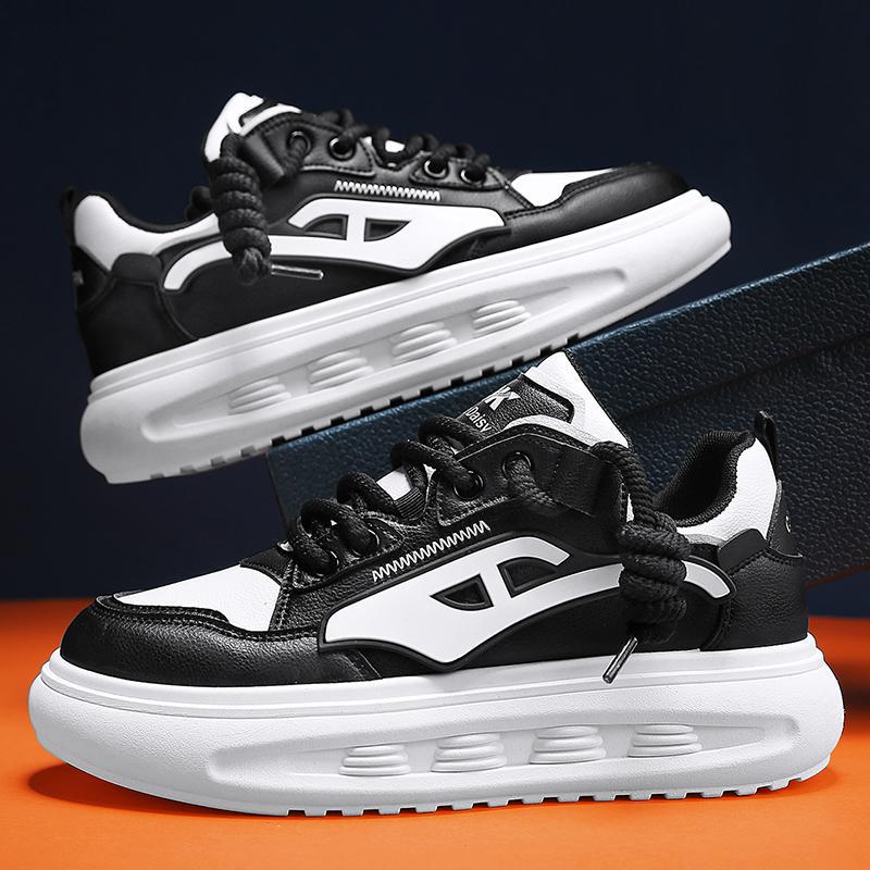 

Boys thick Korean version heightening bread shoes low top lace-up free personalized fashion board shoes breathable men s running shoes 44